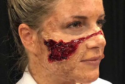 Female zombie make up behind the scenes of containment