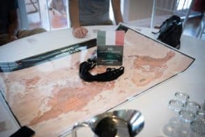 Italian team flag on world map ready for team building activity