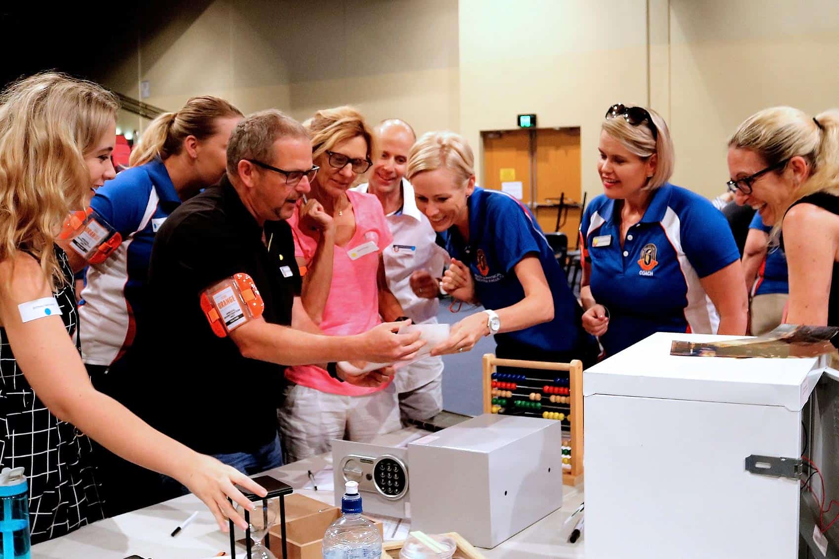 Teachers solving a puzzle during professional development activity