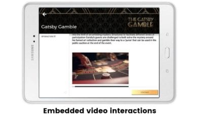 App video Embedded video interactions of DoE app on a tablet