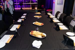 Table set with cheese and tablets for tasting