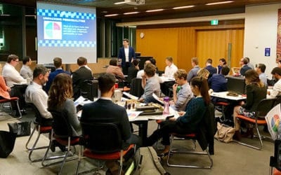 MBA students sitting in a team building workshop